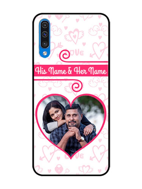 Custom Galaxy A30s Personalized Glass Phone Case  - Heart Shape Love Design