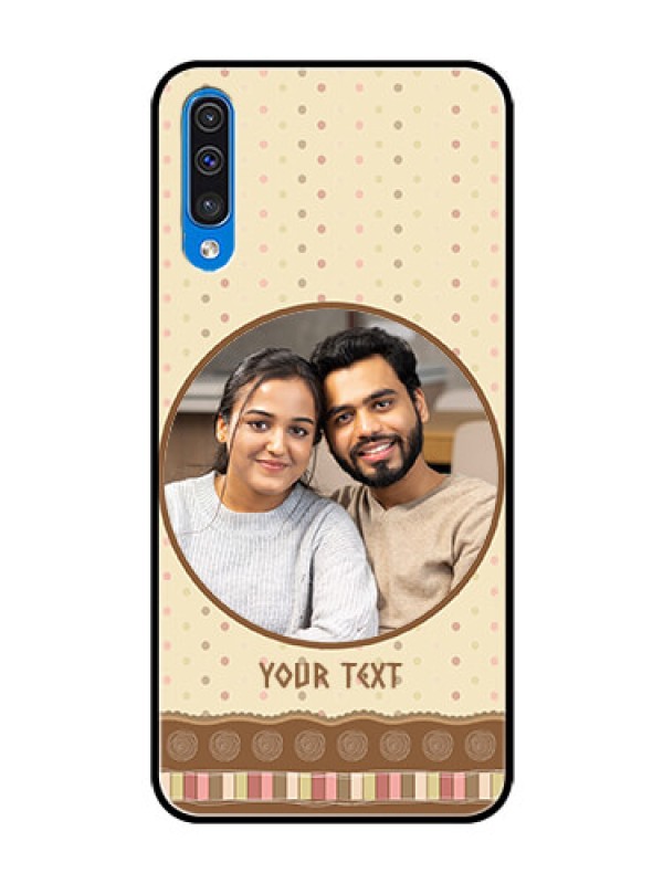 Custom Galaxy A30s Custom Glass Mobile Case  - Brown Dotted Mobile Case Design