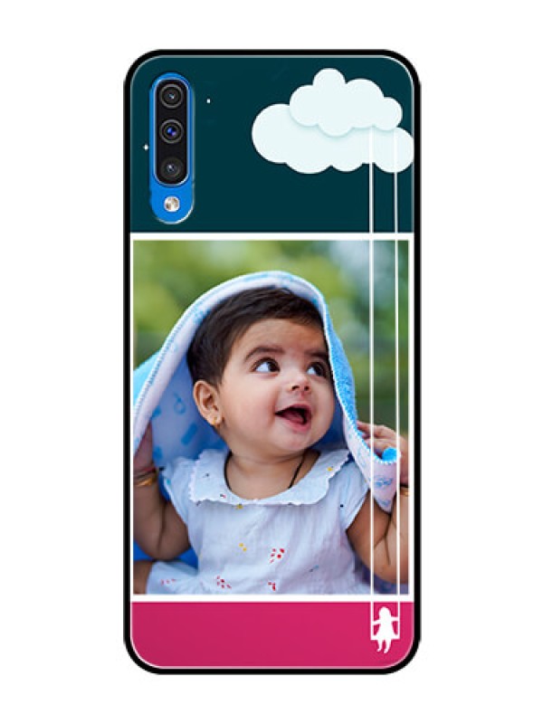 Custom Galaxy A30s Custom Glass Phone Case  - Cute Girl with Cloud Design