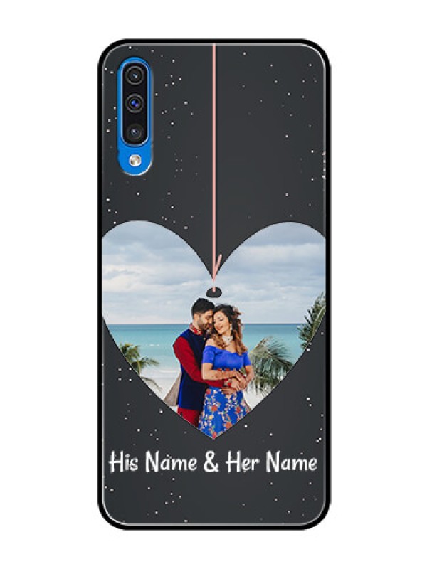 Custom Galaxy A30s Custom Glass Phone Case  - Hanging Heart Design