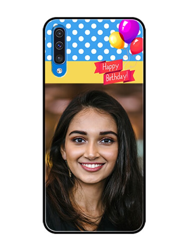 Custom Galaxy A30s Custom Glass Mobile Case  - Happy Birthday Design