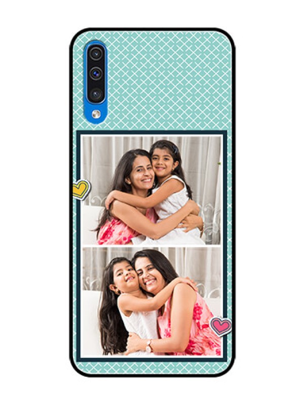 Custom Galaxy A30s Custom Glass Phone Case  - 2 Image Holder with Pattern Design