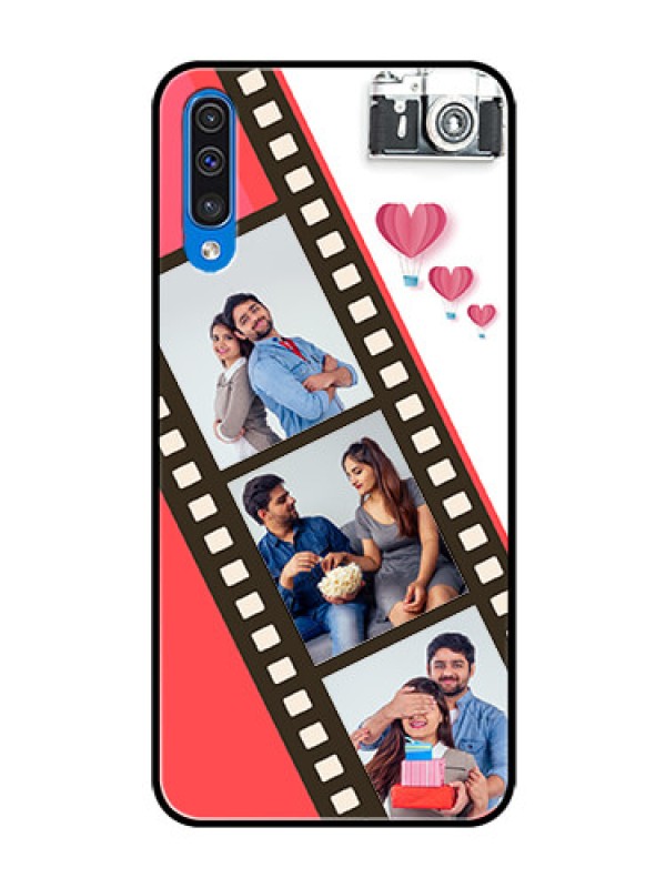 Custom Galaxy A30s Personalized Glass Phone Case  - 3 Image Holder with Film Reel