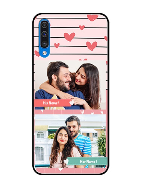 Custom Galaxy A30s Custom Glass Mobile Case  - Photo with Heart Design