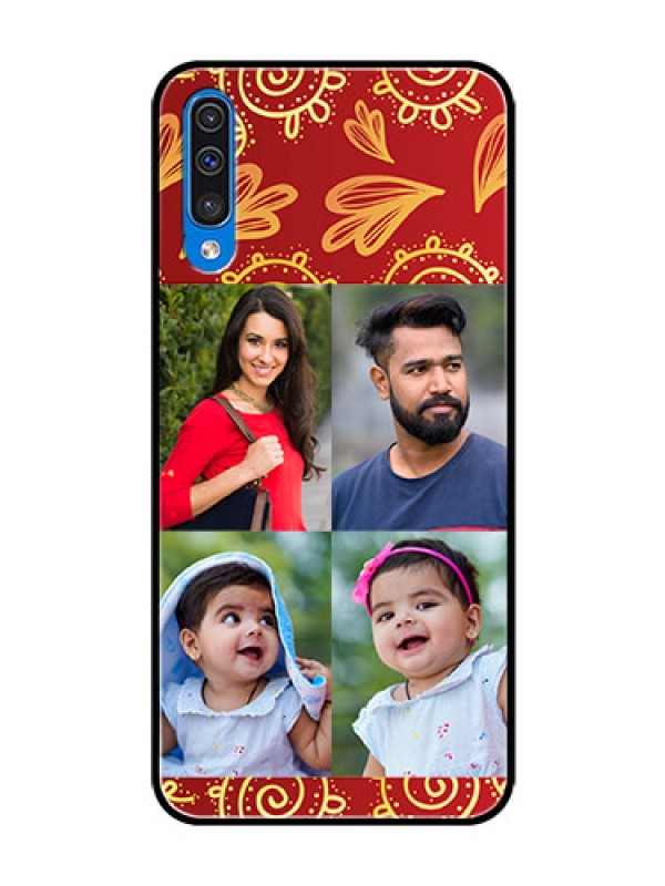 Custom Galaxy A30s Photo Printing on Glass Case  - 4 Image Traditional Design