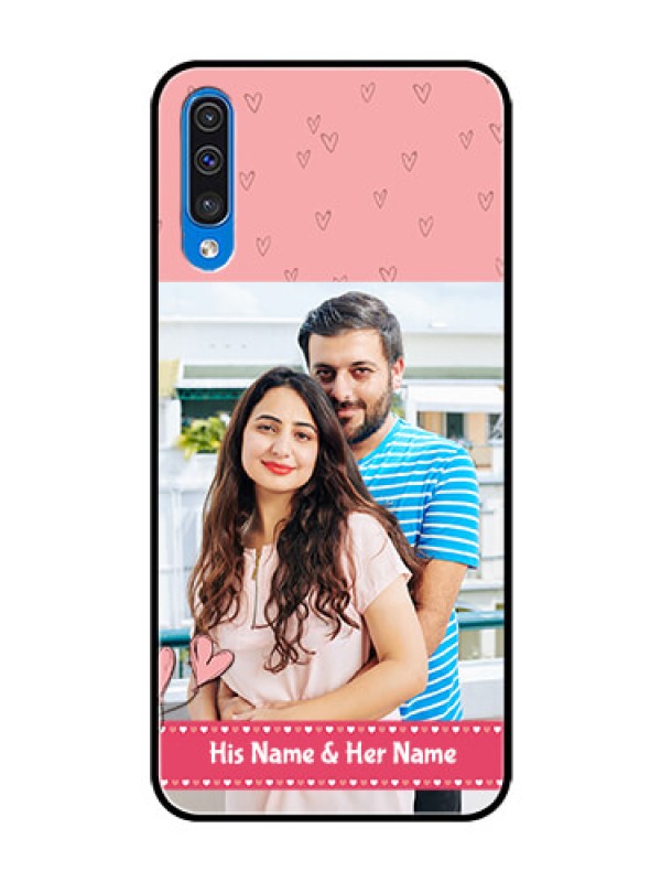 Custom Galaxy A30s Personalized Glass Phone Case  - Love Design Peach Color