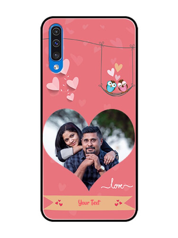 Custom Galaxy A30s Personalized Glass Phone Case  - Peach Color Love Design 