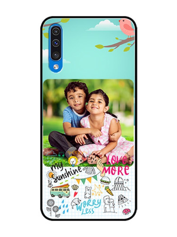 Custom Galaxy A30s Photo Printing on Glass Case  - Doodle love Design