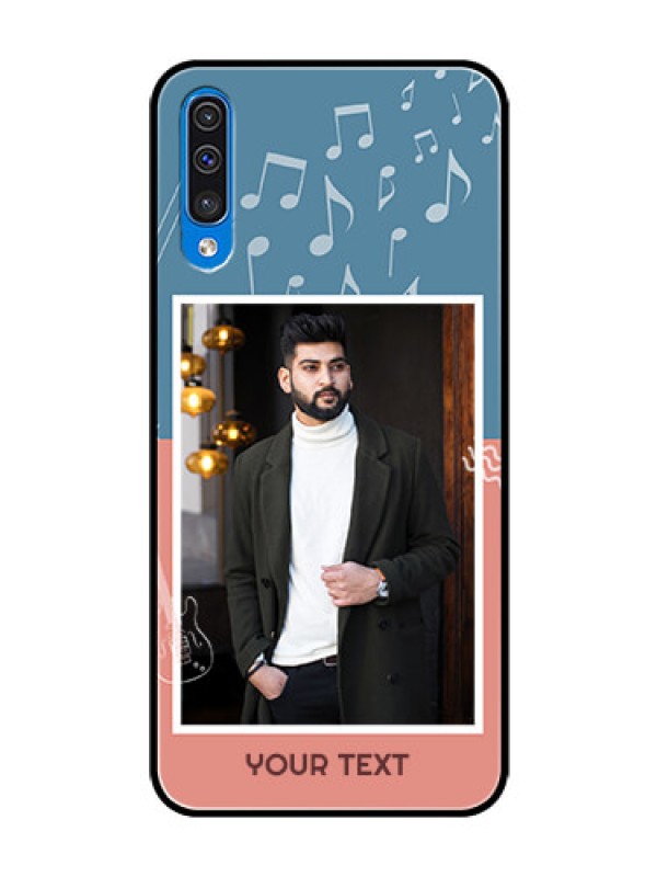 Custom Galaxy A30s Photo Printing on Glass Case  - with Color Musical Note Design