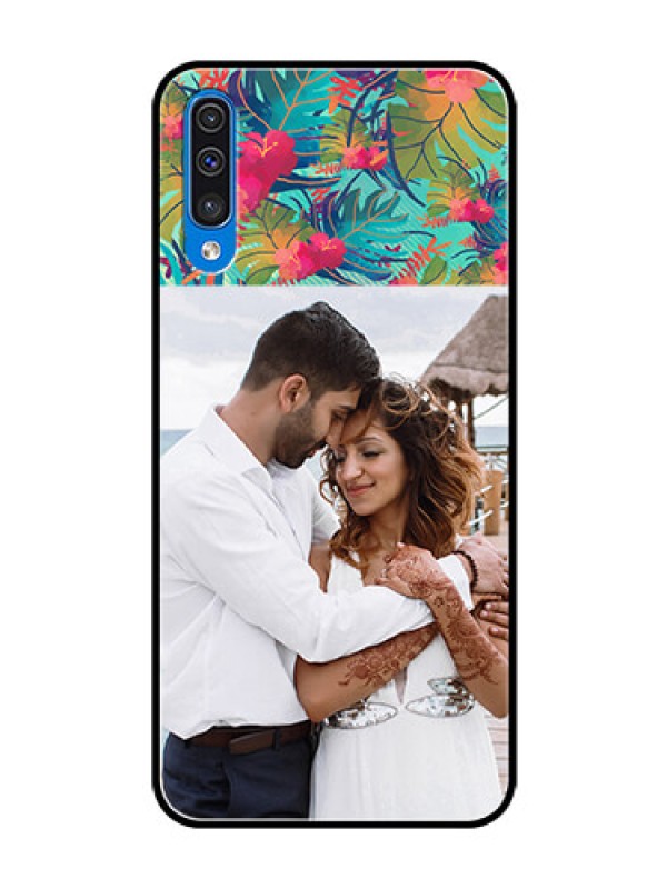 Custom Galaxy A30s Photo Printing on Glass Case  - Watercolor Floral Design