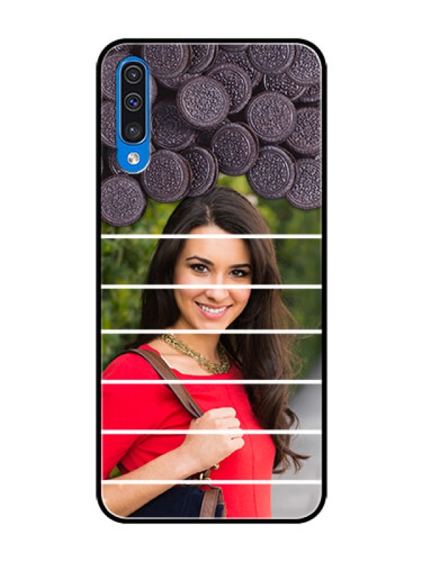 Custom Galaxy A30s Custom Glass Phone Case  - with Oreo Biscuit Design