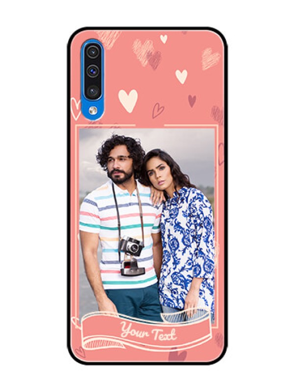 Custom Galaxy A30s Custom Glass Phone Case  - Love doodle art Design