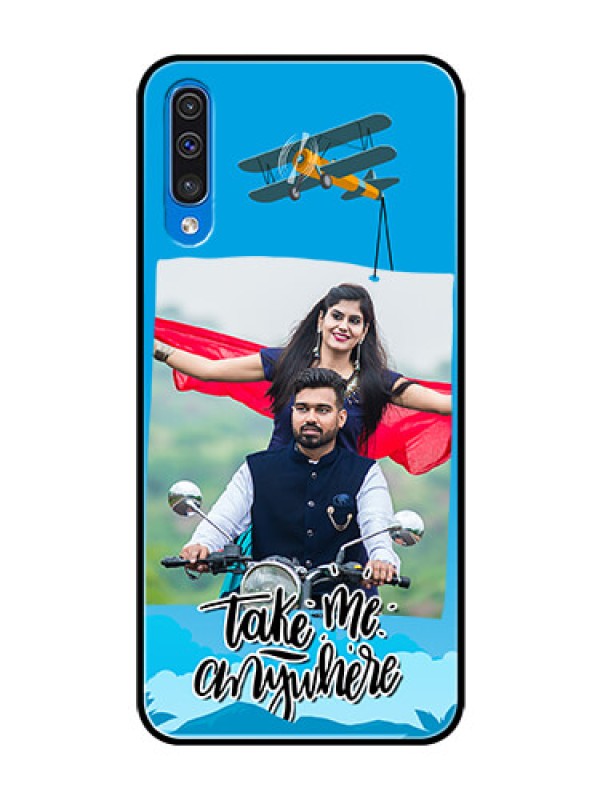 Custom Galaxy A30s Custom Glass Mobile Case  - Traveller Design 