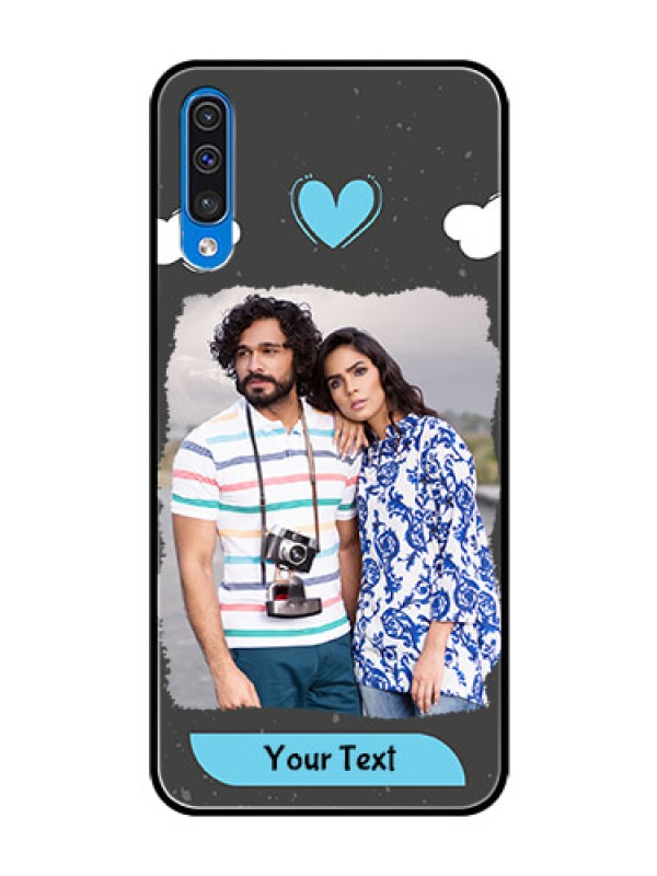 Custom Galaxy A30s Custom Glass Phone Case  - Splashes with love doodles Design