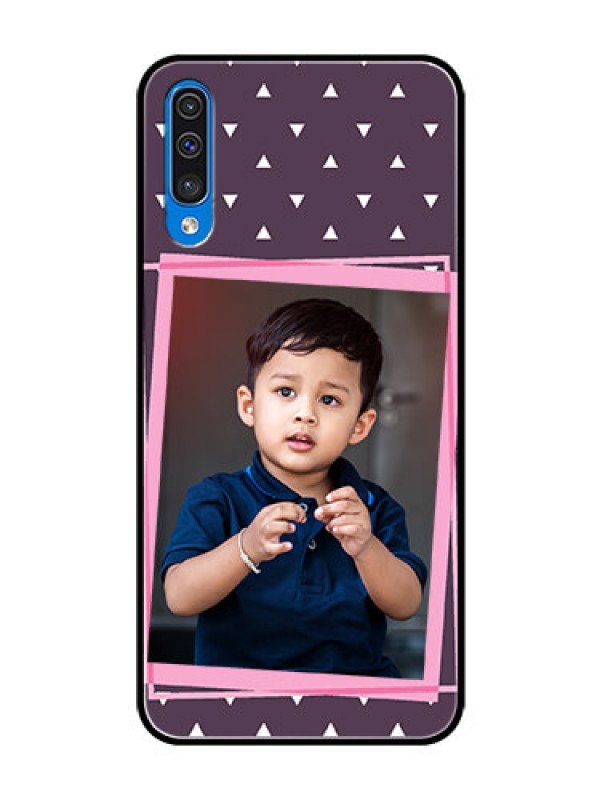 Custom Galaxy A30s Custom Glass Mobile Case  - Triangle Pattern Dotted Design