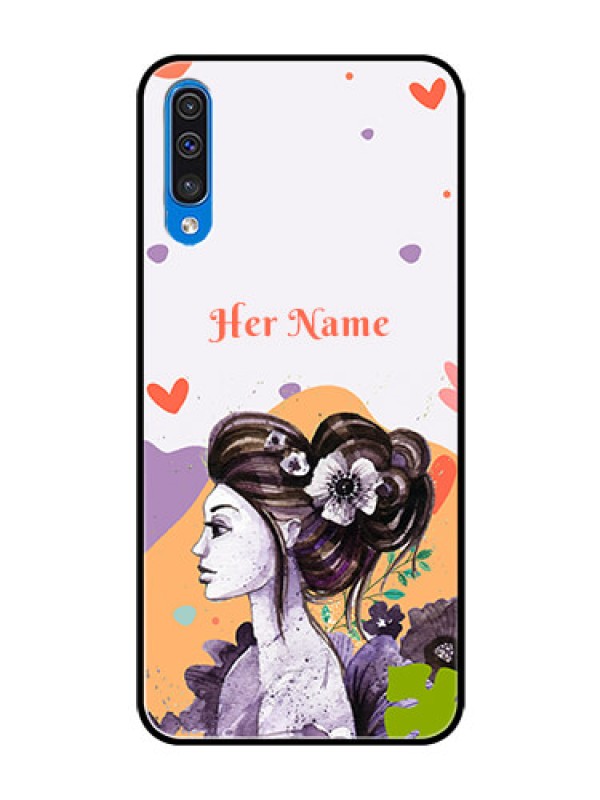Custom Galaxy A30s Personalized Glass Phone Case - Woman And Nature Design