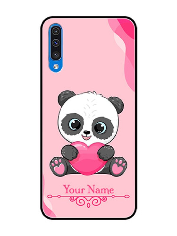 Custom Galaxy A30s Custom Glass Mobile Case - Cute Panda Design