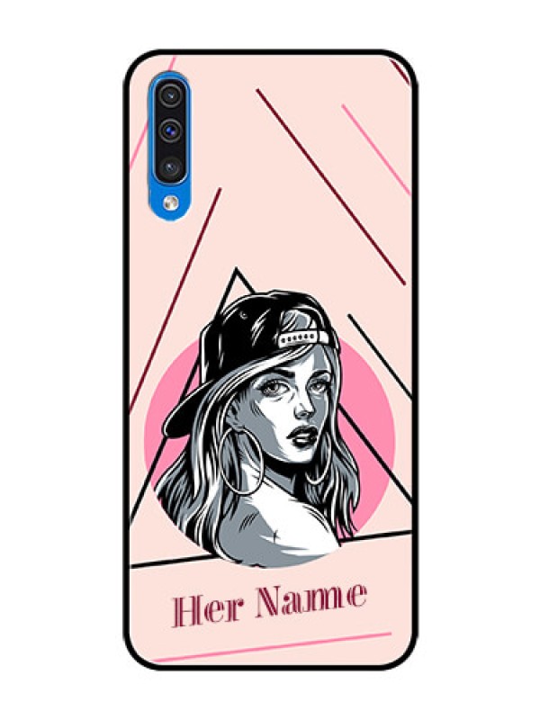 Custom Galaxy A30s Personalized Glass Phone Case - Rockstar Girl Design