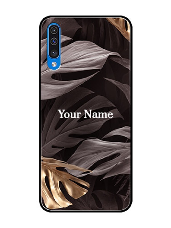 Custom Galaxy A30s Personalised Glass Phone Case - Wild Leaves digital paint Design