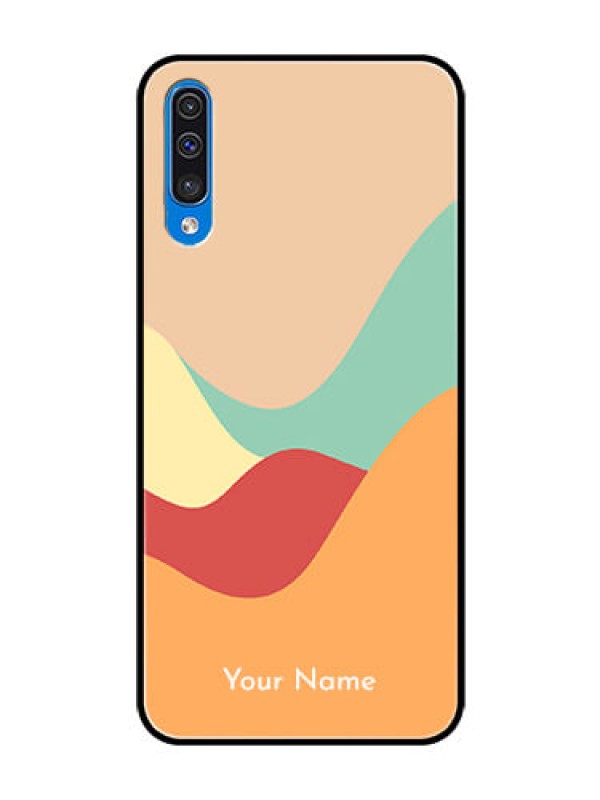 Custom Galaxy A30s Personalized Glass Phone Case - Ocean Waves Multi-colour Design