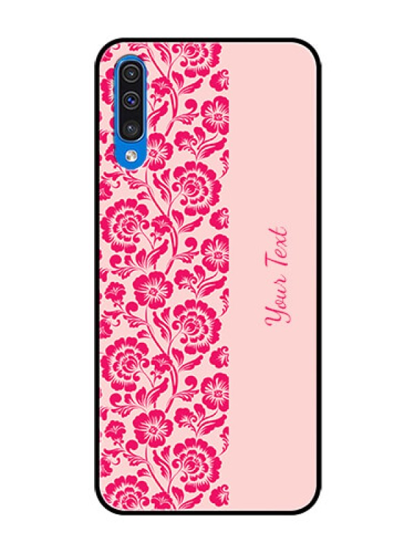 Custom Galaxy A30s Custom Glass Phone Case - Attractive Floral Pattern Design