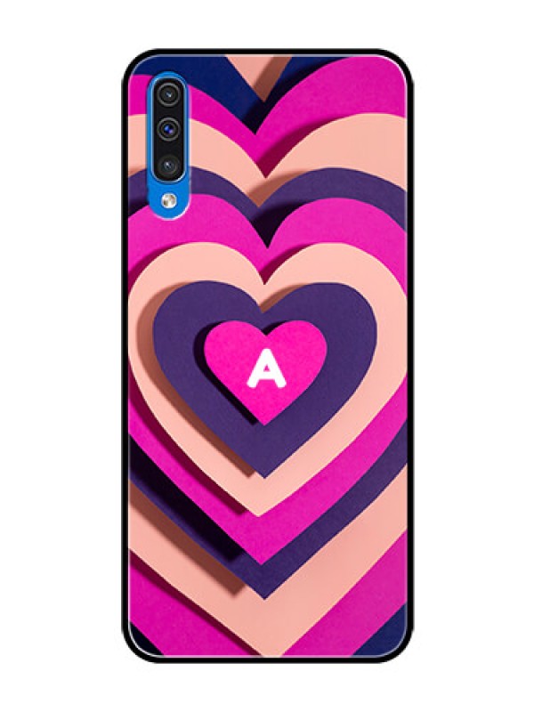 Custom Galaxy A30s Custom Glass Mobile Case - Cute Heart Pattern Design