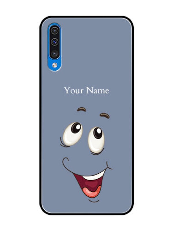 Custom Galaxy A30s Photo Printing on Glass Case - Laughing Cartoon Face Design