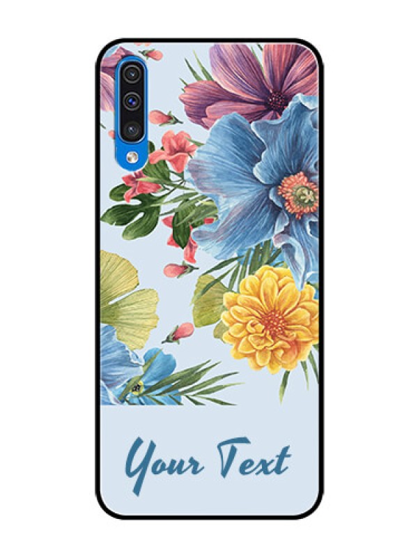 Custom Galaxy A30s Custom Glass Mobile Case - Stunning Watercolored Flowers Painting Design