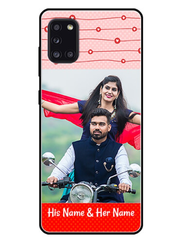 Custom Galaxy A31 Personalized Glass Phone Case  - Red Pattern Case Design