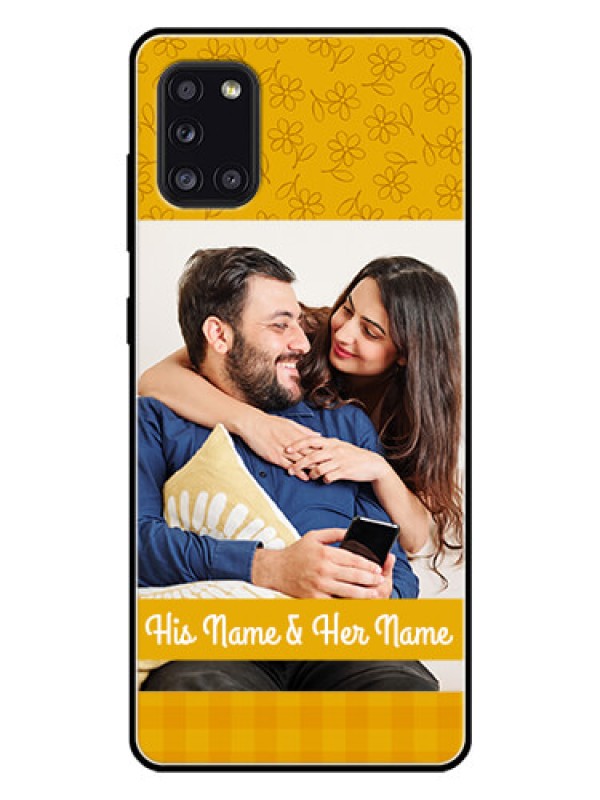 Custom Galaxy A31 Custom Glass Mobile Case  - Yellow Floral Design