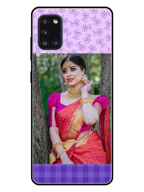 Custom Galaxy A31 Custom Glass Phone Case  - Purple Floral Design