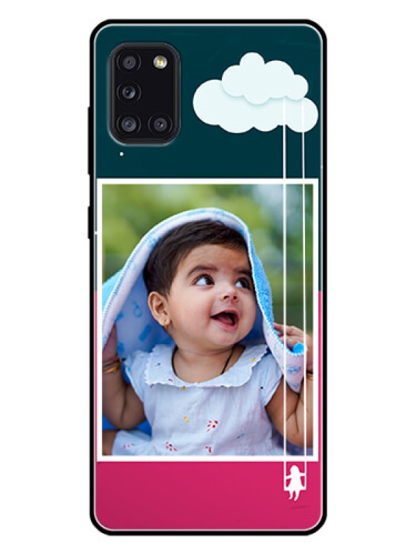 Custom Galaxy A31 Custom Glass Phone Case  - Cute Girl with Cloud Design
