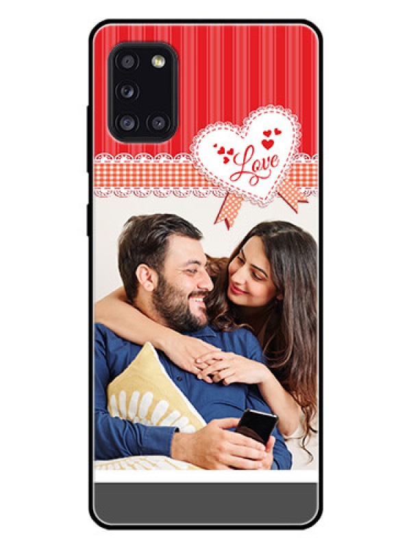 Custom Galaxy A31 Custom Glass Mobile Case  - Red Love Pattern Design