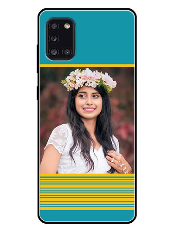 Custom Galaxy A31 Custom Glass Phone Case  - Yellow & Blue Design 