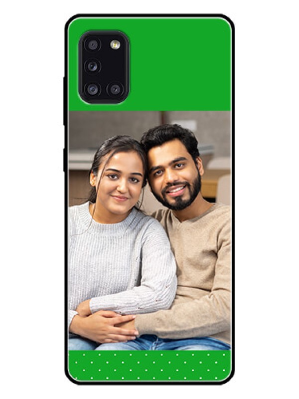 Custom Galaxy A31 Personalized Glass Phone Case  - Green Pattern Design