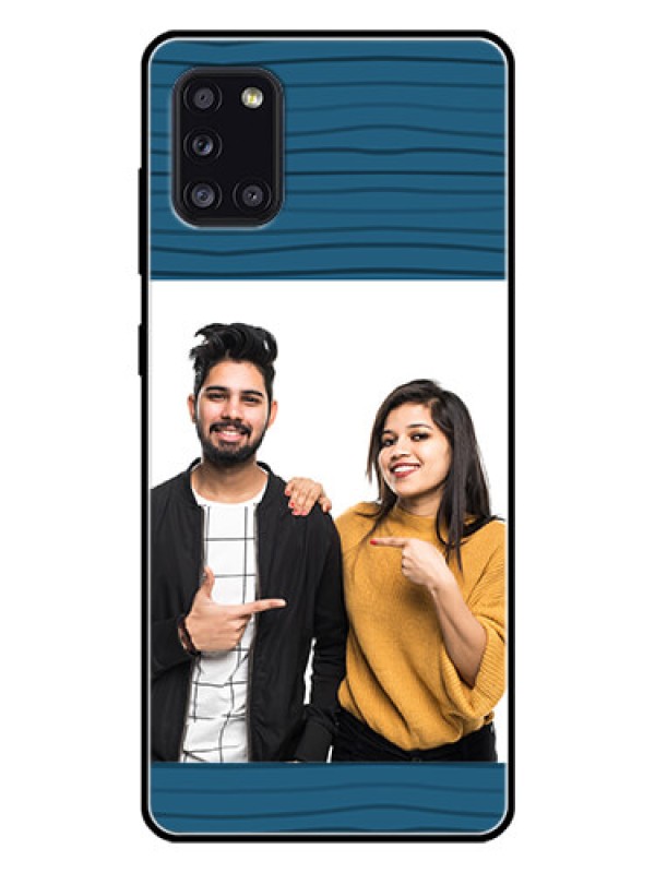 Custom Galaxy A31 Custom Glass Phone Case  - Blue Pattern Cover Design