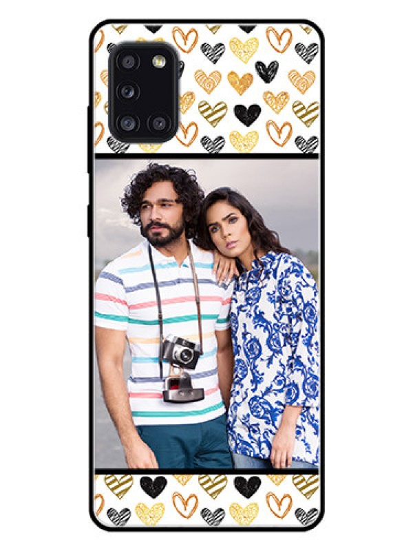 Custom Galaxy A31 Photo Printing on Glass Case  - Love Symbol Design