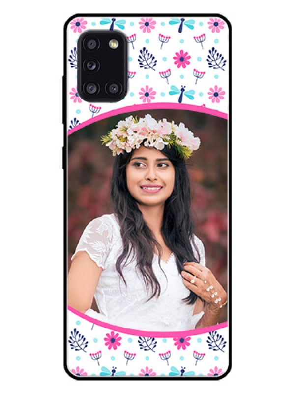 Custom Galaxy A31 Photo Printing on Glass Case  - Colorful Flower Design