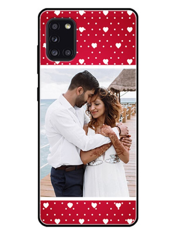 Custom Galaxy A31 Photo Printing on Glass Case  - Hearts Mobile Case Design