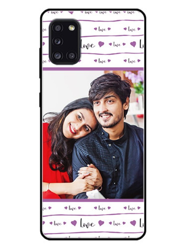 Custom Galaxy A31 Custom Glass Mobile Case  - Couples Heart Design