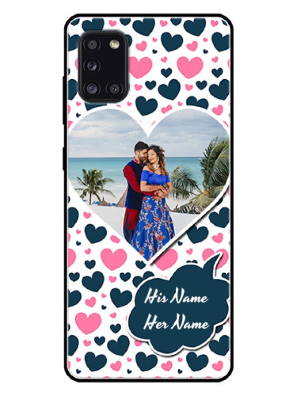 Custom Galaxy A31 Custom Glass Phone Case  - Pink & Blue Heart Design