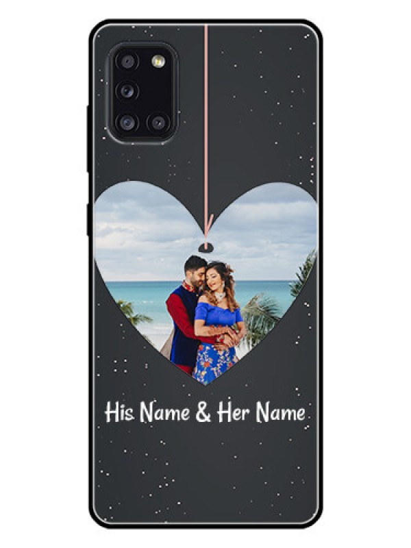 Custom Galaxy A31 Custom Glass Phone Case  - Hanging Heart Design