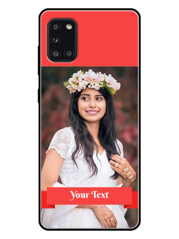Custom Galaxy A31 Custom Glass Phone Case  - Simple Red Color Design