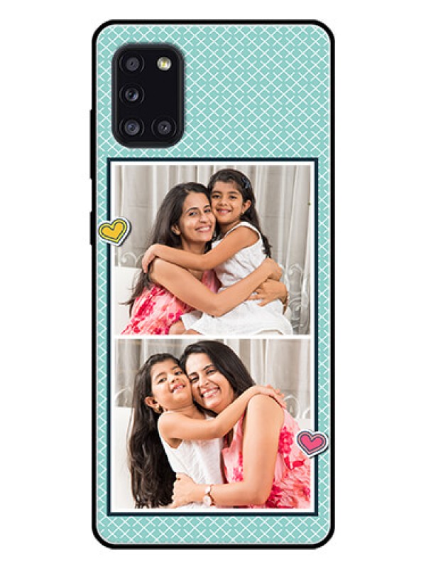 Custom Galaxy A31 Custom Glass Phone Case  - 2 Image Holder with Pattern Design