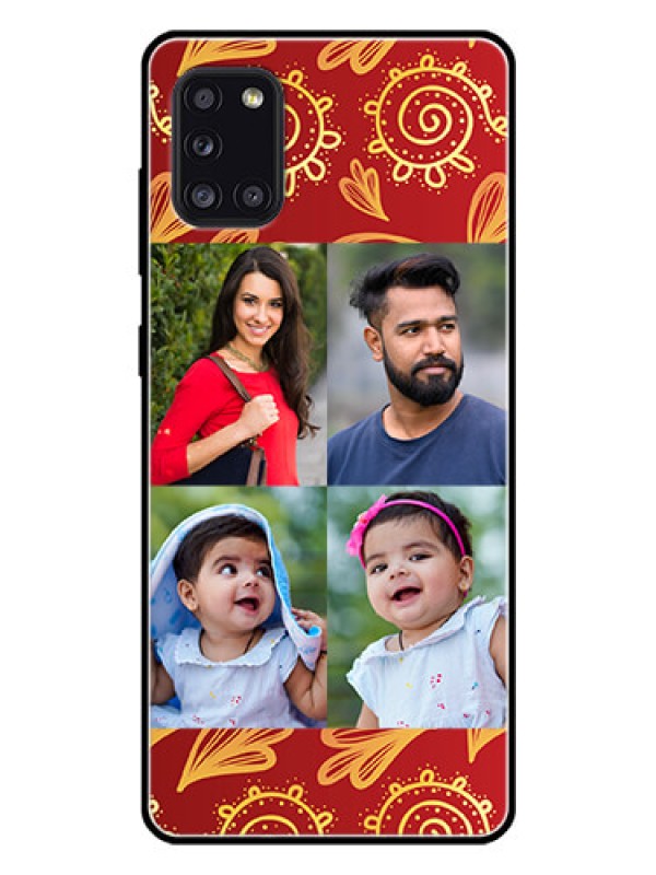 Custom Galaxy A31 Photo Printing on Glass Case  - 4 Image Traditional Design