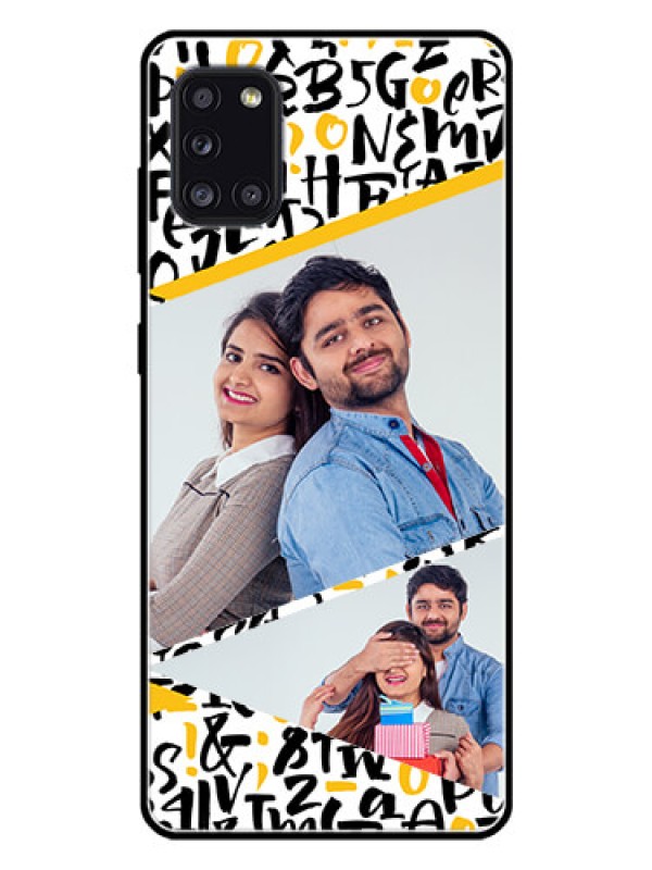 Custom Galaxy A31 Custom Glass Mobile Case  - Letters Pattern Design