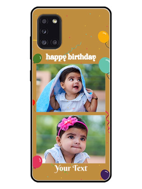Custom Galaxy A31 Personalized Glass Phone Case  - Image Holder with Birthday Celebrations Design