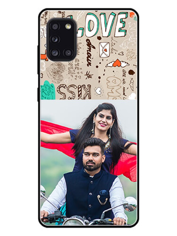 Custom Galaxy A31 Custom Glass Phone Case  - Love Doodle Pattern 