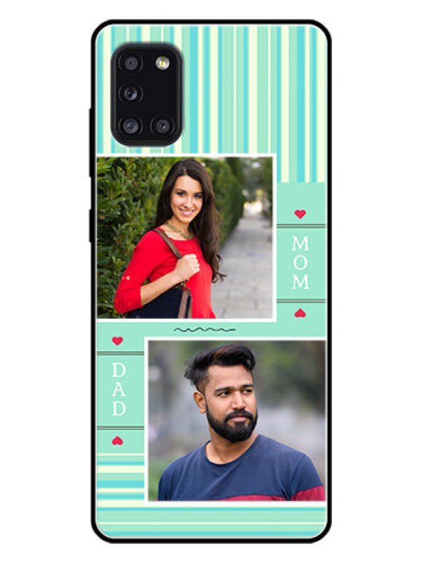 Custom Galaxy A31 Custom Glass Phone Case  - Mom & Dad Pic Design