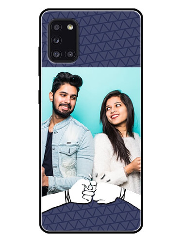 Custom Galaxy A31 Photo Printing on Glass Case  - with Best Friends Design  